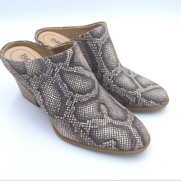 Born Eustis Snake Print Stacked Heel Mules NWOT - Picture 1 of 10